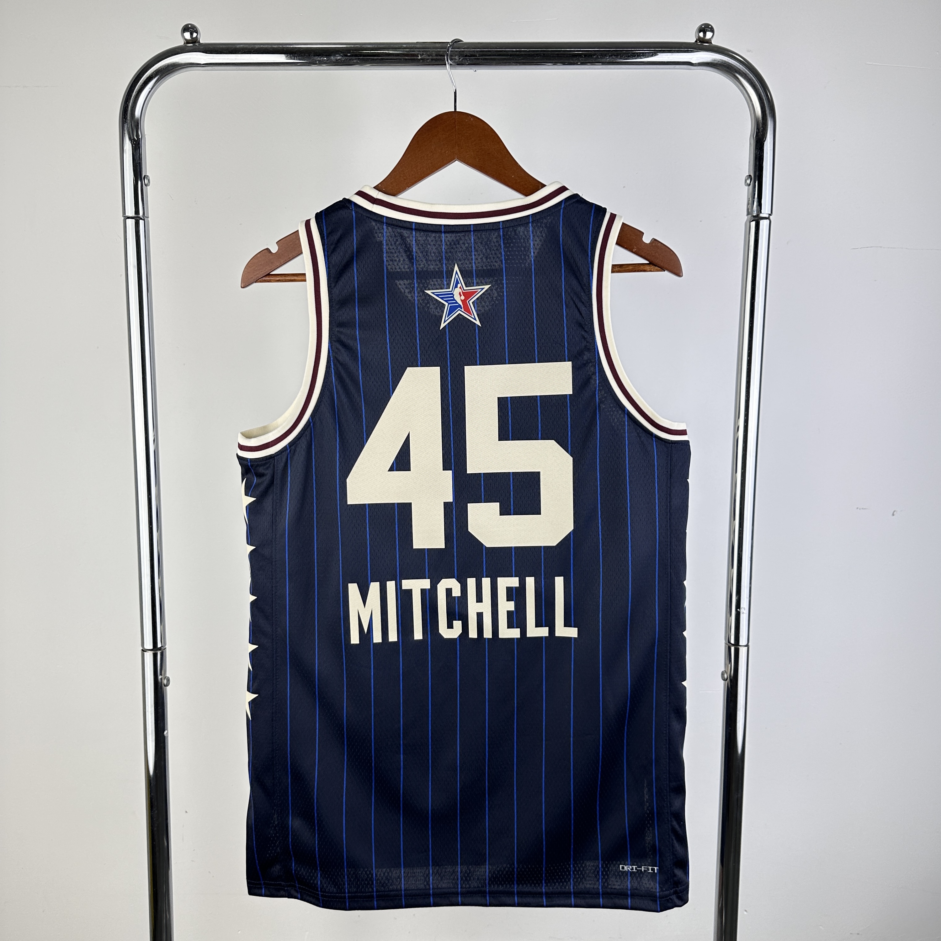 Men Cleveland Cavaliers #45 Mitchell Blue Stripe All Star Jordan style 2024 NBA Jersey->cleveland cavaliers->NBA Jersey
